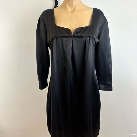 Vintage Dresses & Skirts - Vintage Y2K Ginny KO 100% Silk Women’s Medium Gothic Midi Dress 3/4 Sleeve